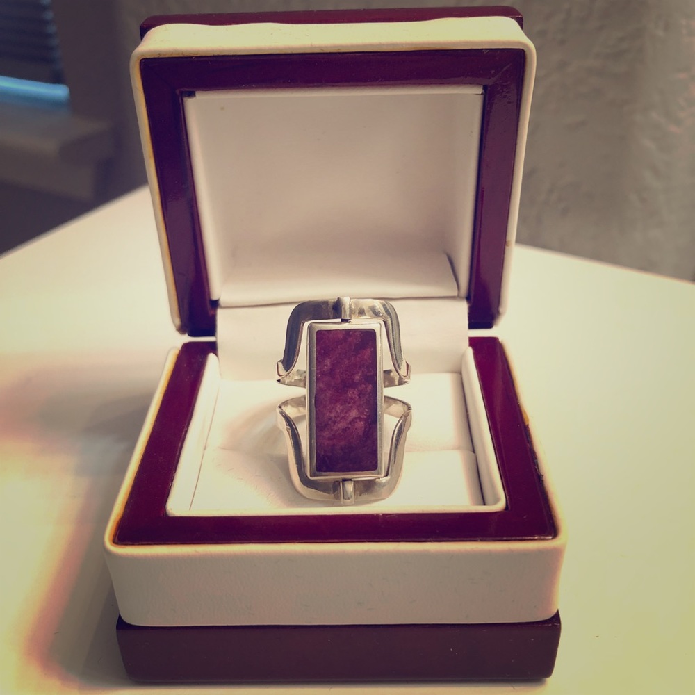Sterling silver ring with semi-precious stones